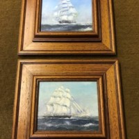 Vintage Pair of Paintings of The Tea Clippers "Taeping" and "Ariel" in The Great Tea Race of 1866, from China to London