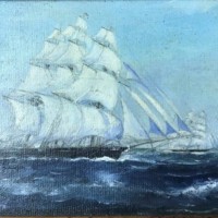 Vintage Pair of Paintings of The Tea Clippers "Taeping" and "Ariel" in The Great Tea Race of 1866, from China to London