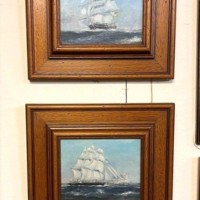 Vintage Pair of Paintings of The Tea Clippers "Taeping" and "Ariel" in The Great Tea Race of 1866, from China to London