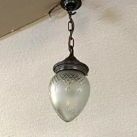 Vintage Cut / Etched Glass Hanging Light Fitting