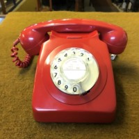 Vintage Red GPO 746F Rotary Dial Telephone Converted for BT Wall Socket and in Full Working Order