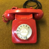 Vintage Red GPO 746F Rotary Dial Telephone Converted for BT Wall Socket and in Full Working Order