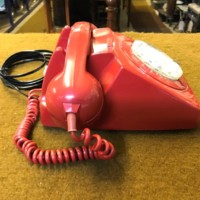 Vintage Red GPO 746F Rotary Dial Telephone Converted for BT Wall Socket and in Full Working Order