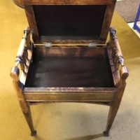 Antique Mahogany Piano Stool with Storage Compartment