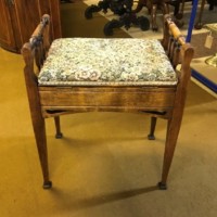 Antique Mahogany Piano Stool with Storage Compartment