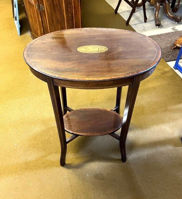 Edwardian Mahogany Inlaid Oval Occasional Table