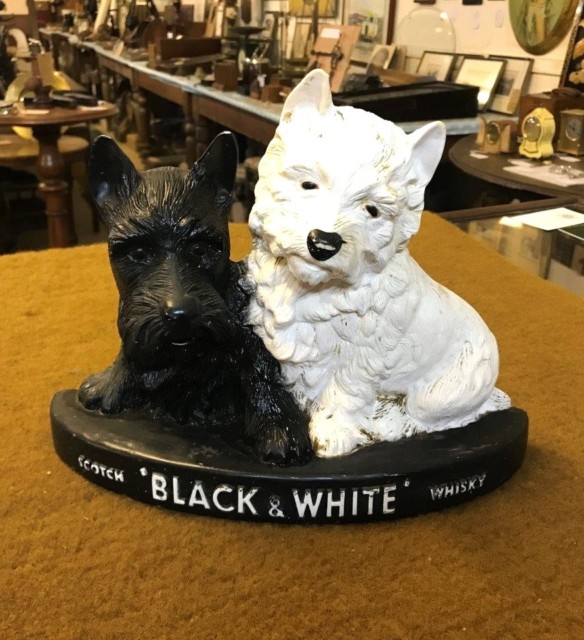 Vintage Black & White Whisky Scottie Dogs Bar Advertising Ornament