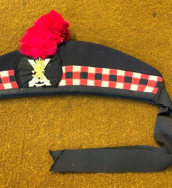 Vintage Royal Regiment of Scotland Glengarry with Cap Badge and Red Hackle