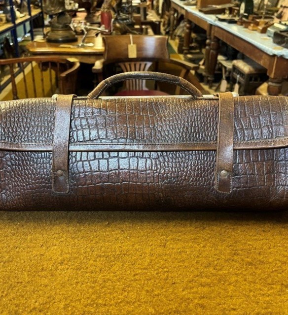 Vintage Alligator Skin Leather Document / Music Bag