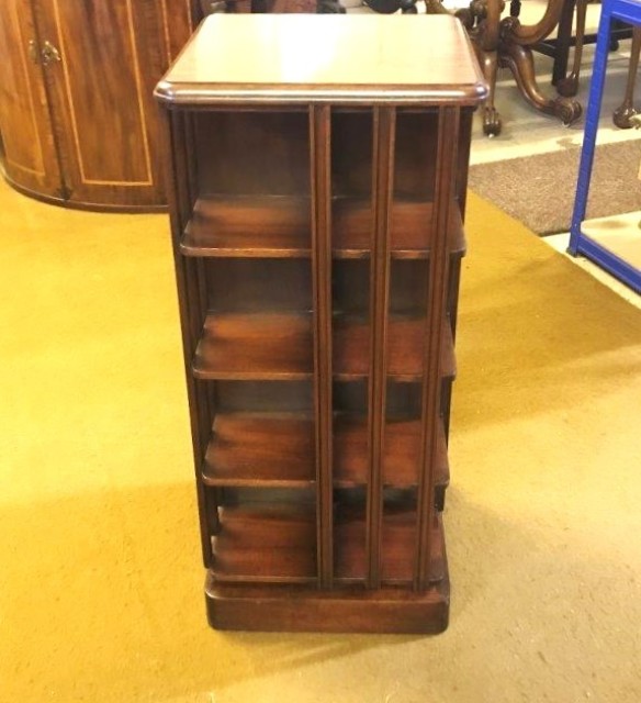 Mid Century Mahogany Revolving Bookcase / Display Cabinet / CD Rack