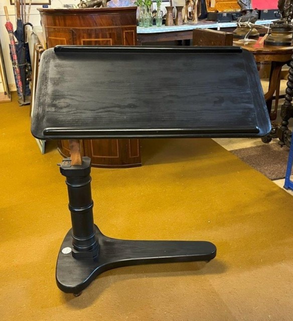 Edwardian Ebonised Adjustable Overbed / Chair Table Made by J Carter London