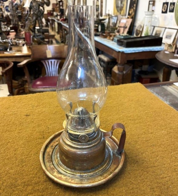 Victorian Copper Brass Finger Oil Lamp