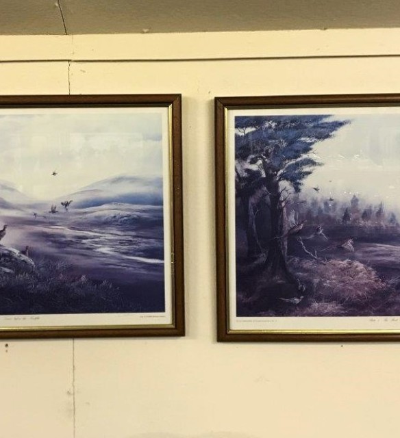 Vintage Pair of Limited Edition Prints by Braemar Artist Willie Forbes, Plate 1 "Dawn before the Twelfth" and Plate 2 "The First Drive" Both Numbered No 71 of 750 and Signed W Forbes