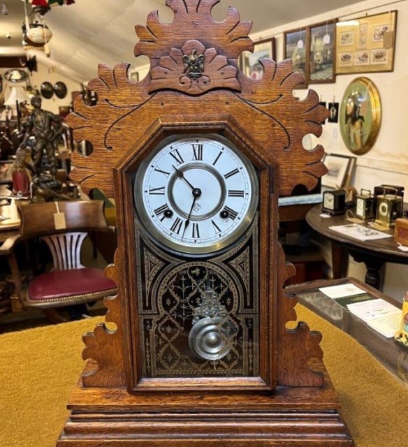 Antique American Gingerbread Clock by The Ansonia Clock Company New York