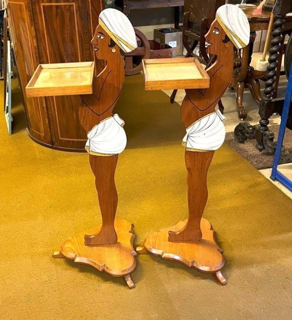 Vintage Pair of Art Deco Style Dumb Waiter / Card Stands