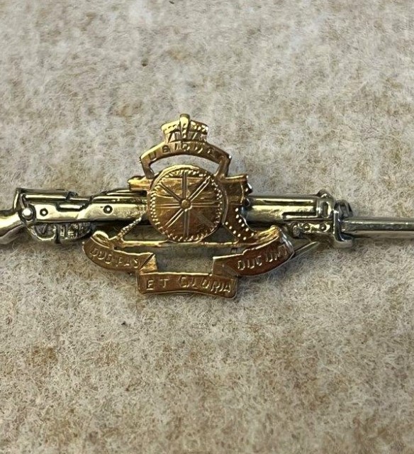 WW1 Royal Artillery Sterling Silver & Gold Plated Sweetheart Brooch