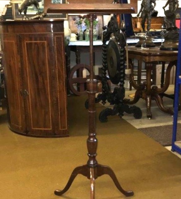Antique Mahogany Music Stand with Lyre Motif