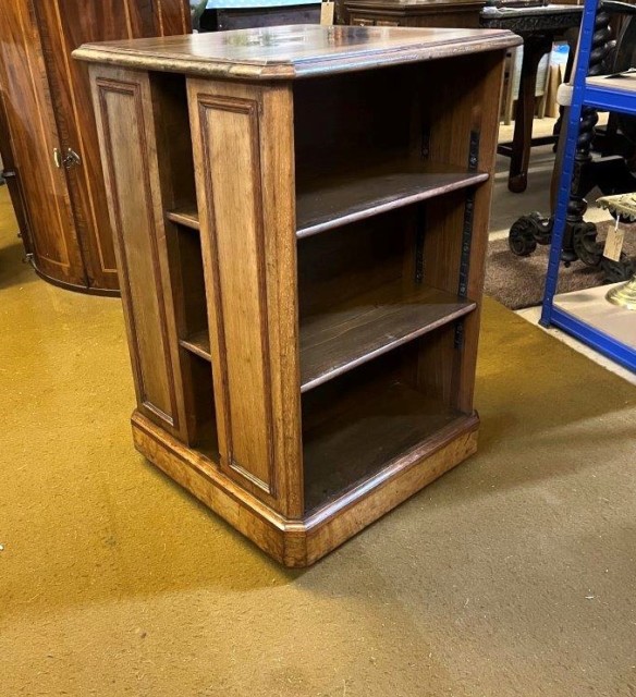 Antique Walnut Revolving Bookcase with Adjustable Shelves