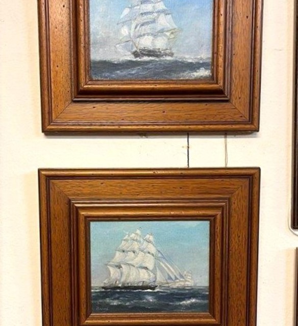 Vintage Pair of Paintings of The Tea Clippers "Taeping" and "Ariel" in The Great Tea Race of 1866, from China to London