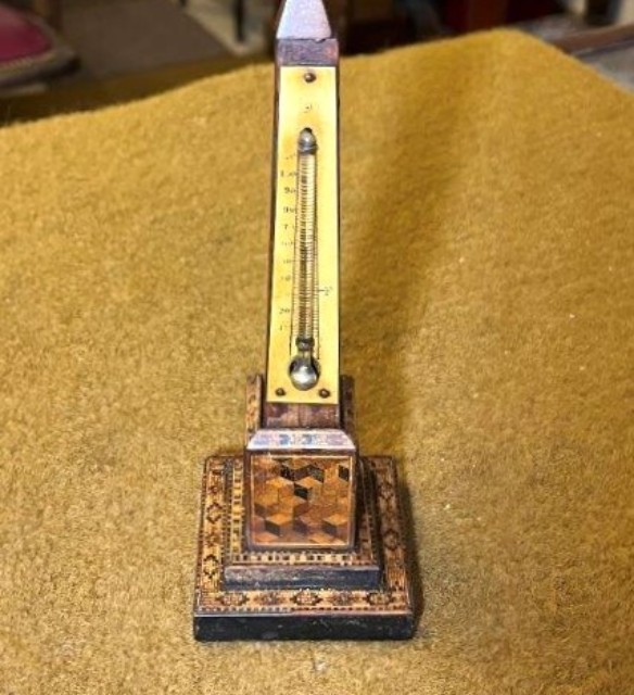 Victorian Tunbridge Ware Obelisk Thermometer